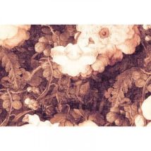 Papier peint panoramique floral vintage marron Tapisserie panoramique vintage motif fleur Papier peint panoramique fleuri cage d'escalier