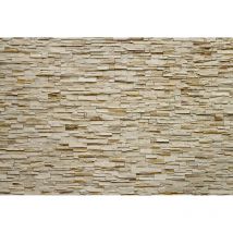 Papier peint panoramique beige aspect design | Tapisserie panoramique pierre ficelée effet cassé | Papier peint panoramique salle de bain & salon zen