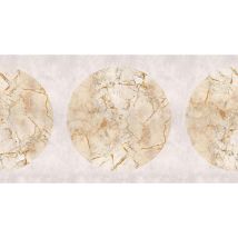 Papier peint panoramique beige pour entrée Tapisserie panoramique imitation marbre Papier peint panoramique à motif doré