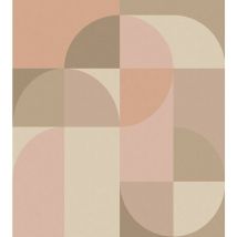 Estahome - papier peint panoramique cercles de style Bauhaus rose et beige