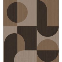 Origin Wallcoverings - papier peint panoramique cercles de style Bauhaus cervine et marron