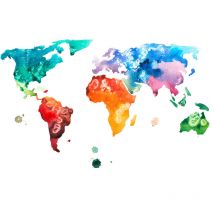 Papier peint panoramique carte du monde et ludique Tapisserie panoramique enfant ou chambre ado Papier peint panoramique coloré et détaillé