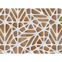 Papier peint panoramique design marron & blanc Tapisserie panoramique moderne pour salon Papier peint panoramique bois & plastique tendance
