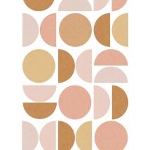 Estahome - papier peint panoramique formes géométriques rose clair et beige