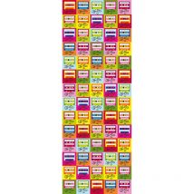 Papier peint panoramique rétro multicolore | Tapisserie panoramique pour chambre d'ado | Papier peint panoramique original à motif cassette - 280 x