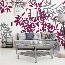 Papier peint intissé 270x250 cm, branches d'arbres stylisées, panoramique