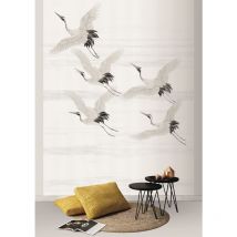Art For The Home - Papier peint panoramique Oiseaux, le départ des grues sauvages 200 x 280cm Gris