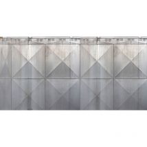 Papier peint panoramique 3D argenté métal | Tapisserie panoramique industrielle pour salon | Papier peint panoramique chambre & salon - 250 x 500 cm