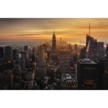 Sanders&sanders - papier peint panoramique New York skyline orange chaude et brun grisé