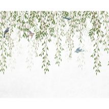Sanders&sanders - papier peint panoramique oiseaux dans la nature vert et bleu