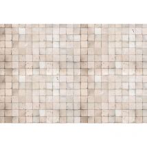 Papier peint panoramique cuisine pierre beige & blanche | Tapisserie panoramique moderne | Papiers peints panoramiques imitation carrelage - 270 x