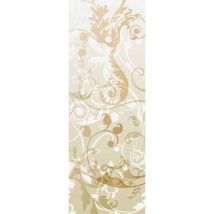 Papier peint panoramique original beige et blanc | Tapisserie panoramique design florale | Papier peint panoramique pour couloir - 280 x 100 cm (1