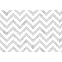 Papier peint panoramique zigzag gris & blanc | Tapisserie panoramique graphique tendance | Papier peint panoramique géométrique idéal chambre adulte