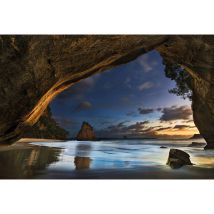 Papier peint panoramique paysage Nouvelle Zélande | Tapisserie panoramique bord de mer et grotte | Papier peint panoramique nature pour chambre - 384