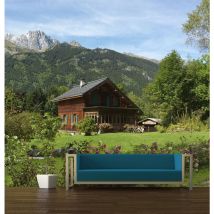 Papier peint panoramique 250 cm x 270 cm, Chalet de montagne au printemps - Photo décorative