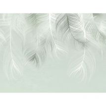 Sanders&sanders - papier peint panoramique plumes vert clair