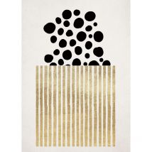 Papier peint panoramique pois noir Tapisserie panoramique tendance pour cuisine Papiers peints panoramiques rayures dorées
