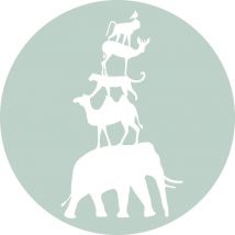 Estahome - papier peint panoramique rond adhésif animaux empilés vert menthe