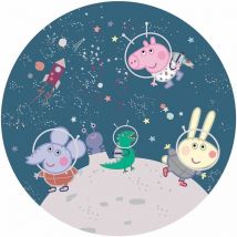 Sanders&sanders - papier peint panoramique rond adhésif Peppa Cochon bleu foncé