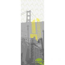 Papier peint panoramique urbain San Franscisco | Tapisserie panoramique jaune & grise moderne | Papier peint panoramique couloir & chambre ado - 280