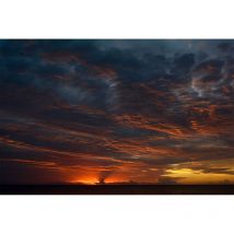Papier peint panoramique paysage bleu et orange Tapisserie panoramique ciel pour salon Papier peint panoramique coucher de soleil