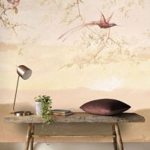 Art For The Home - Papier peint panoramique Sunset Birds 280 x 200cm Rose, taupe