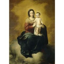Sanders&sanders - papier peint panoramique Vierge à l'Enfant de Bartolomé Esteban Murillo marron et jaune