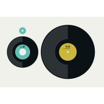 Papier peint panoramique vinyle noir & beige Tapisserie panoramique design pour salon Papier peint panoramique année 70 rétro pour chambre