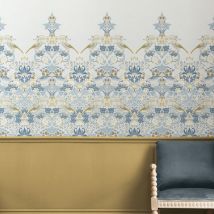 William Morris At Home - Papier peint panoramique William Morris Strawberry Thief Soft Blue 400 x 250cm Bleu
