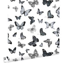 Estahome - papier peint papillons noir et blanc