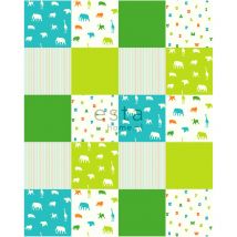 Estahome - papier peint xl animaux vert citron et turquoise