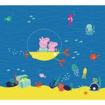 Ag Art - Papier peint Peppa pig avec sa famille dans l'eau 225 x 270 cm