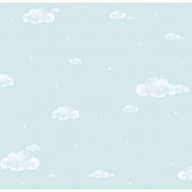 papier peint petits nuages bleu clair et blanc - Sanders & Sanders
