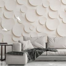 Profhome - Papier peint photo 382831 papier peint intissé gaufré à chaud lisse avec un dessin graphique mat blanc rose 1,59 m x 2,8 m