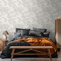 Profhome - Papier peint photo 398251 papier peint intissé gaufré à chaud lisse à l'aspect brique mat gris beige 1,59 m x 2,8 m