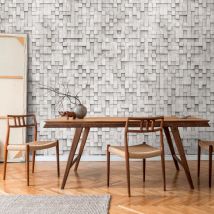 Profhome - Papier peint photo 398431 papier peint intissé gaufré à chaud lisse avec motif en mosaïque mat gris gris-poussière 1,59 m x 2,8 m