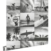 Estahome - papier peint photos de surfeurs gris foncé