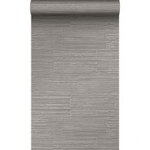 Origin - papier peint pierre naturelle brute rétro en appareil de panneresses taupe Wallcoverings