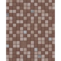 Papier peint pour cuisine et bain Edem 1033-17 papier peint vinyle gaufré avec des figures géométriques et des accents métalliques brun beige argent
