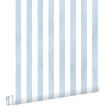 Estahome - papier peint rayé bleu et blanc