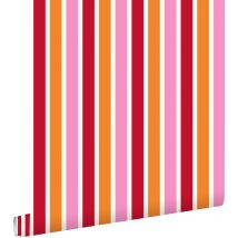 Estahome - papier peint à rayures rose et orange