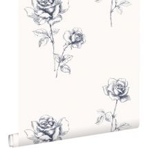 Estahome - papier peint roses bleu