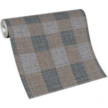 Papier peint rétro motif carreaux idéal salon Tapisserie bleu rouge & grise style vintage Papier peint à motif carreaux anglais