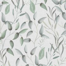 Profhome - Papier peint style country 397452 papier peint intissé gaufré à chaud légèrement texturé avec des ornements floraux mat vert blanc gris