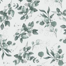 Profhome - Papier peint style country 397682 papier peint intissé lisse avec des ornements floraux et des accents métalliques blanc vert argent 5,33