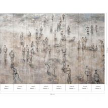 Papier peint tendance beige motif baigneur Tapisserie effet aquarelle pour salon Papier peint moderne uni beige crème imitation peinture