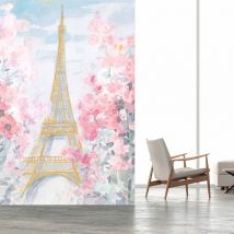 Hxadeco - Papier peint tour eiffel en aquarelle