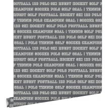 papier peint textes de sport gris foncé - ESTAhome