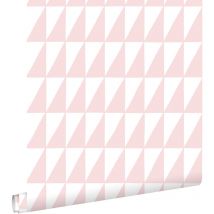 Estahome - papier peint triangles graphiques rose clair