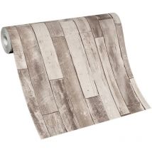 Papier peint uni marron imitation bois Tapisserie moderne marron pour salon Papier peint tendance effet parquet idéal cuisine